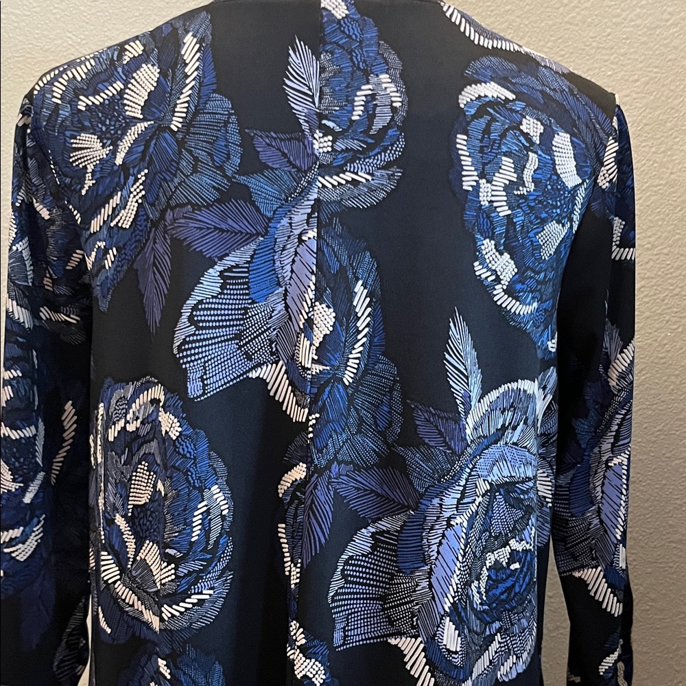 Apt. 9 Blue and Black Floral Long Sleeve Dress - Picture 6 of 7